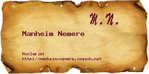 Manheim Nemere névjegykártya